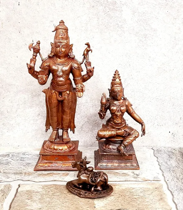 Brownish-Orange_Copper_Idols_Of_God_Shiva_With_Goddess_Parvathi_With_Nandhi_By_Searchers_Paradise,_6.3_Inches,_1.201_Kg,_Patina_Antique_Finish,_Pack_Of_3_Piece