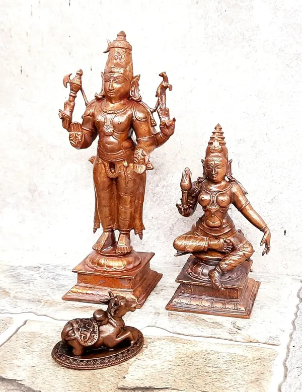 Brownish-Orange_Copper_Idols_Of_God_Shiva_With_Goddess_Parvathi_With_Nandhi_By_Searchers_Paradise,_6.3_Inches,_1.201_Kg,_Patina_Antique_Finish,_Pack_Of_3_Piece
