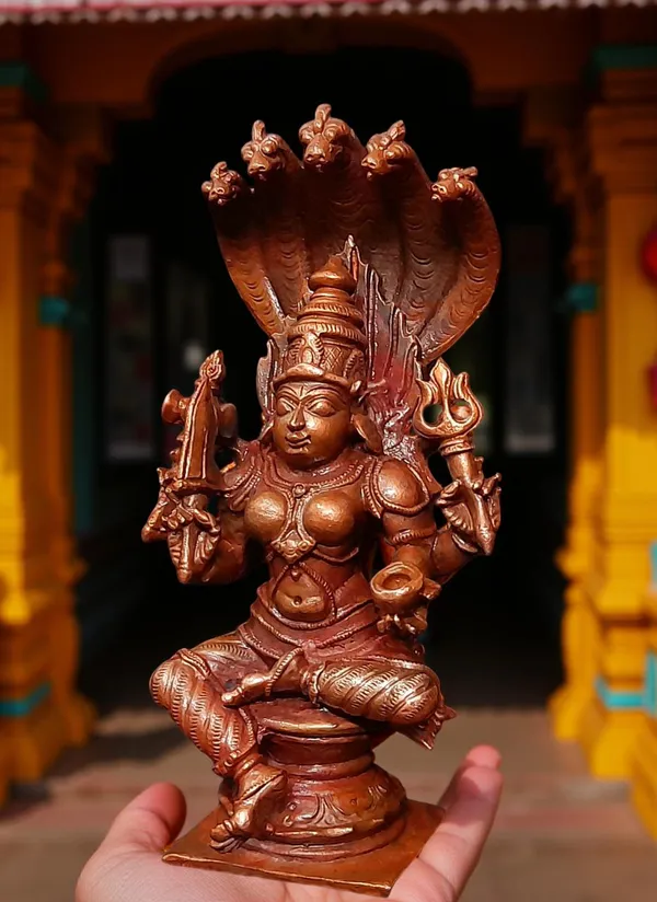 Brownish-Orange_Copper_Idols_Of_God_Amman_4.8_Inch,_450G,_Patina_Antique_Finish,_Pack_Of_1_Piece
