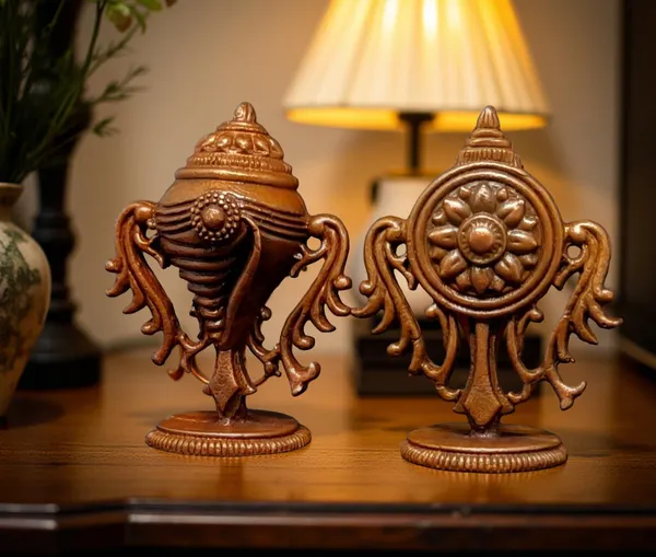 Brownish-Orange_Copper_Idols_Of_God_Sanghu_And_Chakram,_1.9_Inch,_62G,_Patina_Antique_Finish,_Pack_Of_2_Piece