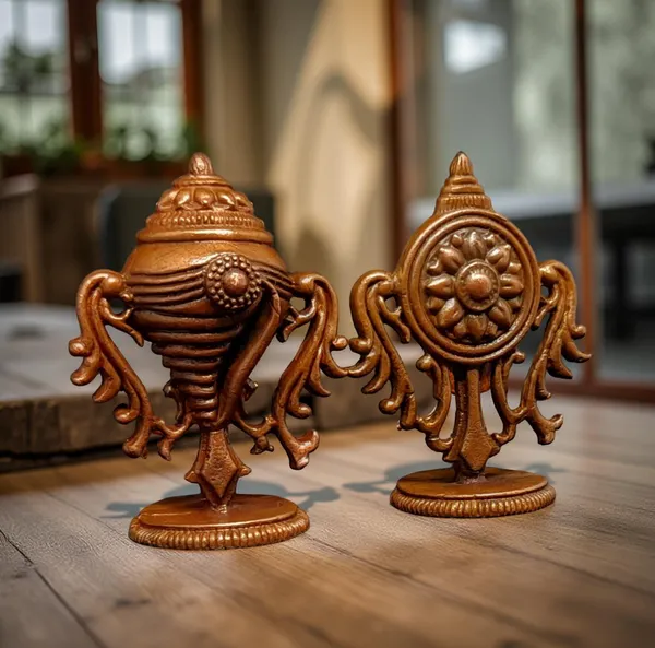 Brownish-Orange_Copper_Idols_Of_God_Sanghu_And_Chakram,_1.9_Inch,_62G,_Patina_Antique_Finish,_Pack_Of_2_Piece