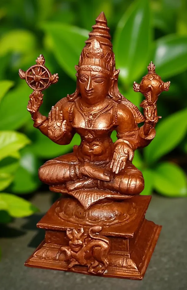 Brownish-Orange_Copper_Idols_Of_God_Moogambikai,_4_Inch,_430_Gram,_Patina_Antique_Finish,_Pack_Of_1_Piece