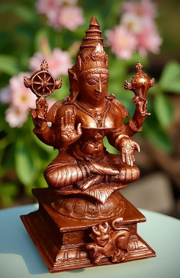 Brownish-Orange_Copper_Idols_Of_God_Moogambikai,_4_Inch,_430_Gram,_Patina_Antique_Finish,_Pack_Of_1_Piece