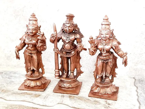 Brownish-Orange_Copper_Idols_Of_God_Udupi_Krishna,_3.1_Inches,_420G_With_Sridevi_Bhudevi,_Patina_Antique_Finish,_Pack_Of_3_Piece