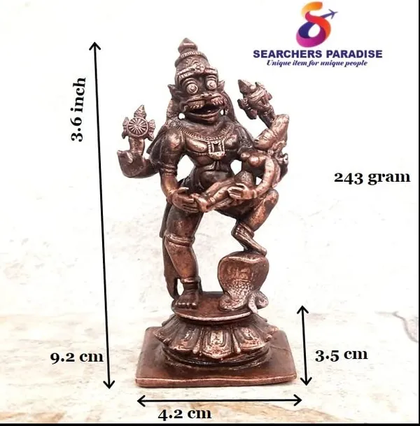 Brownish-Orange_Copper_Idols_India,_3.6_Inches,_Handmade_Lakshmi_Narasimha_243_Gram,_Patina_Antique_Finish,_Pack_Of_1_Piece