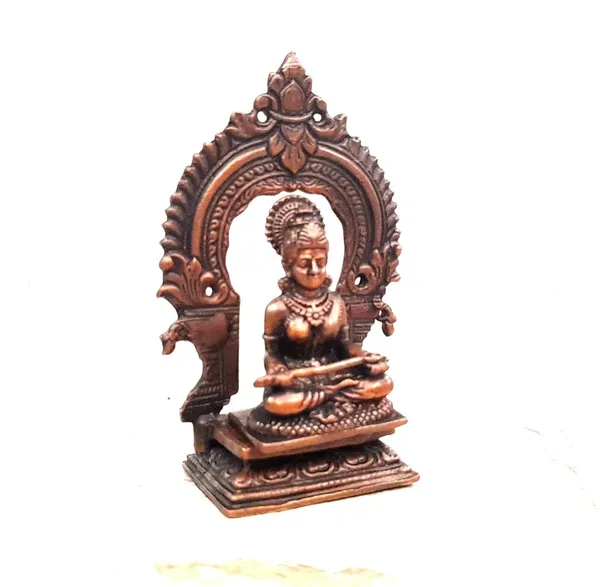 Brownish-Orange_Copper_Idols_India,_3_Inches,_Handmade_Goddess_Annapoorani_Idol_With_Prabhavalli,_120G,_Patina_Antique_Finish,_Pack_Of_1_Piece