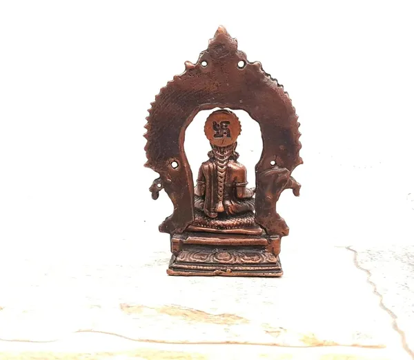 Brownish-Orange_Copper_Idols_India,_3_Inches,_Handmade_Goddess_Annapoorani_Idol_With_Prabhavalli,_120G,_Patina_Antique_Finish,_Pack_Of_1_Piece