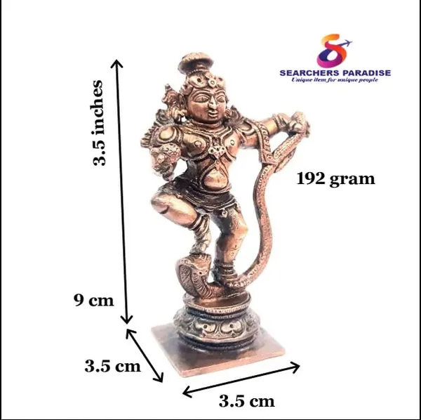 Brownish-Orange_Copper_Idols,_9_Cm,_Handmade_Kalinganarthana_Krishnar,_192G,_Patina_Antique_Finish,_Pack_Of_1_Piece