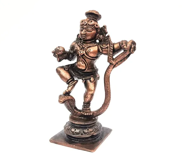 Brownish-Orange_Copper_Idols,_9_Cm,_Handmade_Kalinganarthana_Krishnar,_192G,_Patina_Antique_Finish,_Pack_Of_1_Piece