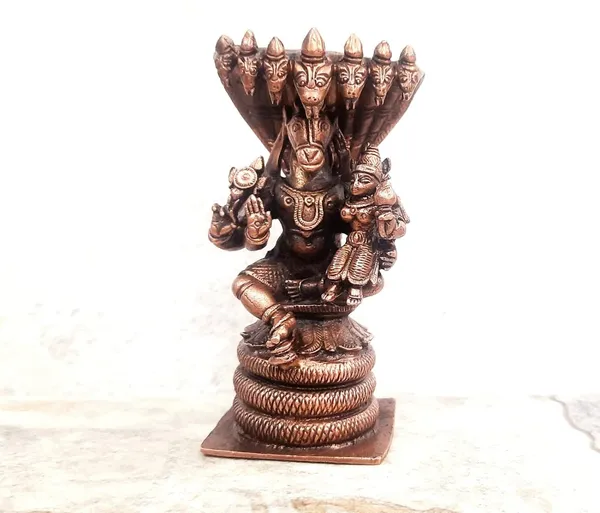 Brownish-Orange_Copper_Idols,_10Cm,_Handmade_Lakshmi_Hygirivar_394_Gram,_Patina_Antique_Finish,_Pack_Of_1_Piece