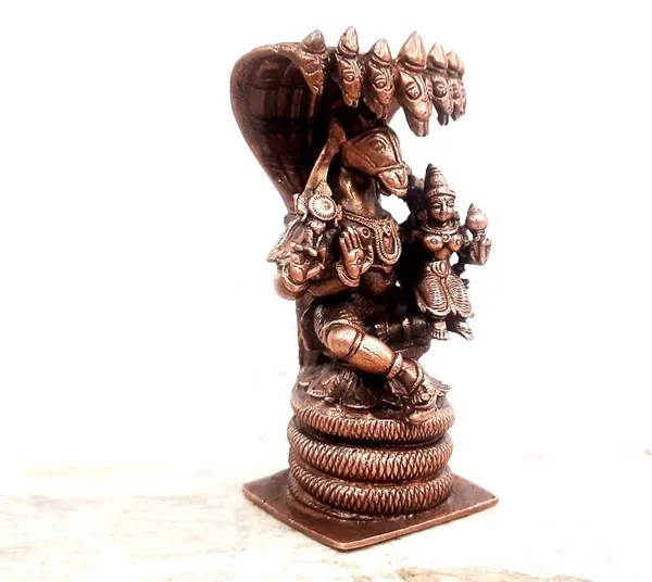 Brownish-Orange_Copper_Idols,_10Cm,_Handmade_Lakshmi_Hygirivar_394_Gram,_Patina_Antique_Finish,_Pack_Of_1_Piece
