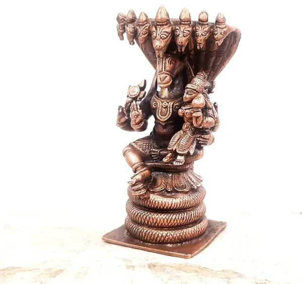 Brownish-Orange_Copper_Idols,_10Cm,_Handmade_Lakshmi_Hygirivar_394_Gram,_Patina_Antique_Finish,_Pack_Of_1_Piece
