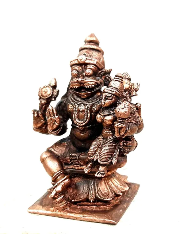 Brownish-Orange_Copper_Idolsby,_7.2_Cm,_Handmade_Lakshmi_Narasimhar_276Grams,_Patina_Antique_Finish,_Pack_Of_1_Piece