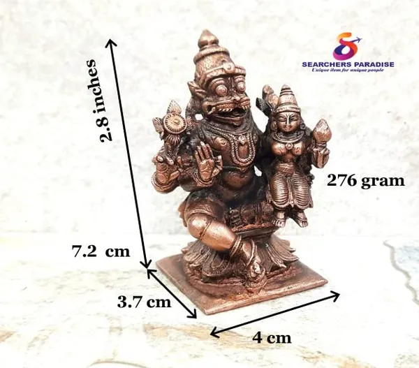 Brownish-Orange_Copper_Idolsby,_7.2_Cm,_Handmade_Lakshmi_Narasimhar_276Grams,_Patina_Antique_Finish,_Pack_Of_1_Piece