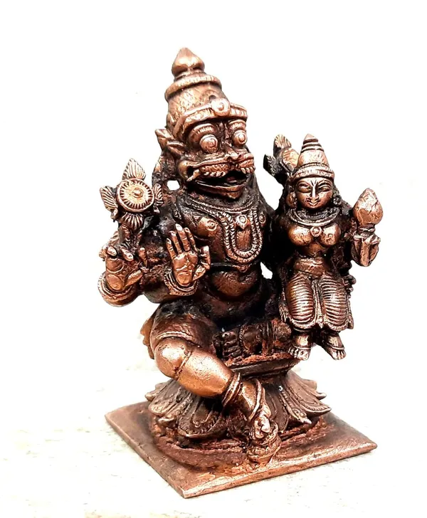 Brownish-Orange_Copper_Idolsby,_7.2_Cm,_Handmade_Lakshmi_Narasimhar_276Grams,_Patina_Antique_Finish,_Pack_Of_1_Piece