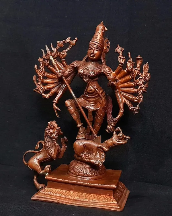 Brownish-Orange_Copper_Idols_Of_God_Mahishasura_Mardhini_Idol,_7.8_Inches,_1.1_Kg,_Patina_Antique_Finish,_Pack_Of_1_Piece