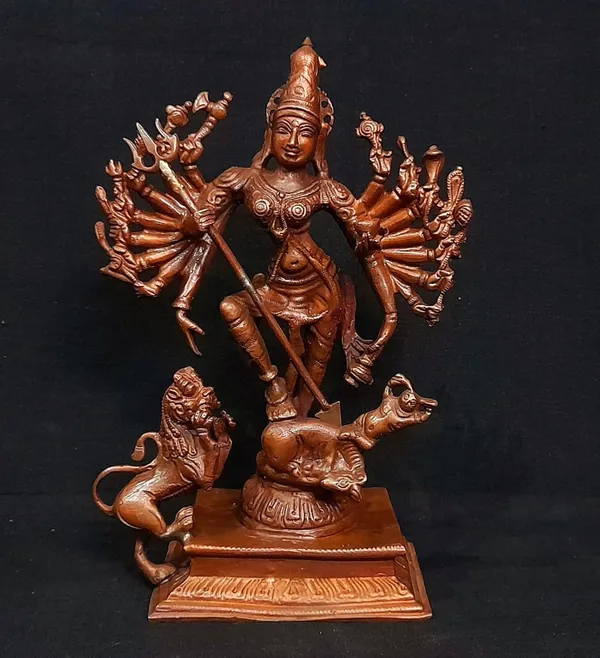 Brownish-Orange_Copper_Idols_Of_God_Mahishasura_Mardhini_Idol,_7.8_Inches,_1.1_Kg,_Patina_Antique_Finish,_Pack_Of_1_Piece