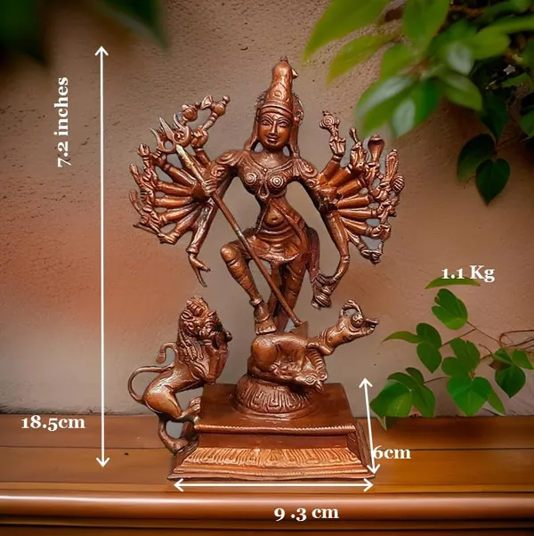Brownish-Orange_Copper_Idols_Of_God_Mahishasura_Mardhini_Idol,_7.8_Inches,_1.1_Kg,_Patina_Antique_Finish,_Pack_Of_1_Piece