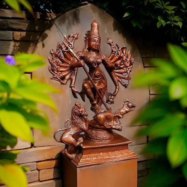 Brownish-Orange_Copper_Idols_Of_God_Mahishasura_Mardhini_Idol,_7.8_Inches,_1.1_Kg,_Patina_Antique_Finish,_Pack_Of_1_Piece