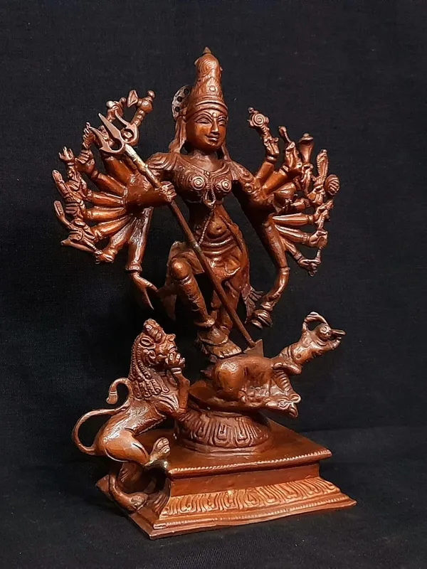 Brownish-Orange_Copper_Idols_Of_God_Mahishasura_Mardhini_Idol,_7.8_Inches,_1.1_Kg,_Patina_Antique_Finish,_Pack_Of_1_Piece