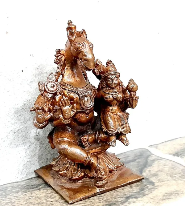 Brown_Copper_Idols_Of_God_Sri_Lakshmi_Hayagreeva_Avataram_3.2_Inches,_253G,_Patina_Antique_Finish_Pack_Of_1_Piece