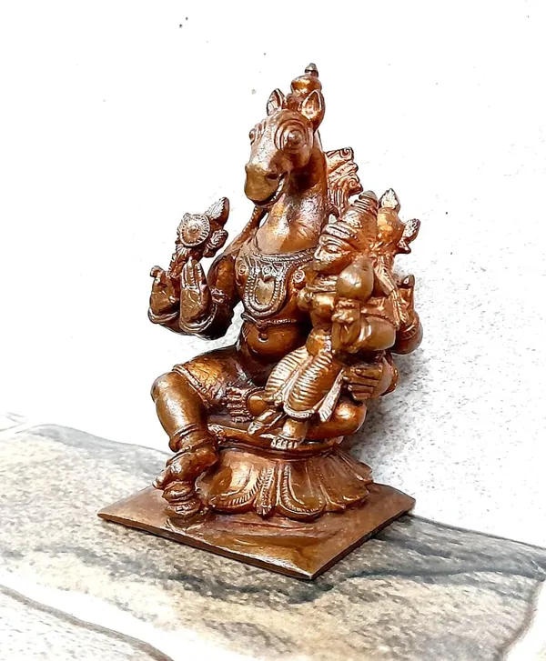 Brown_Copper_Idols_Of_God_Sri_Lakshmi_Hayagreeva_Avataram_3.2_Inches,_253G,_Patina_Antique_Finish_Pack_Of_1_Piece