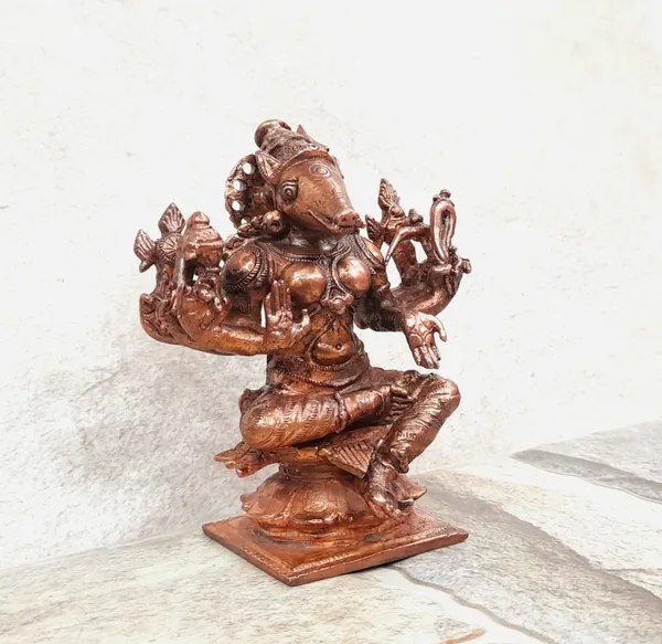 Brownish-Orange_Copper_Idols_India,_3.5_Inches,_Handmade_Goddess_Varahi,_455_Gram,_Patina_Antique_Finish,_Pack_Of_1_Piece