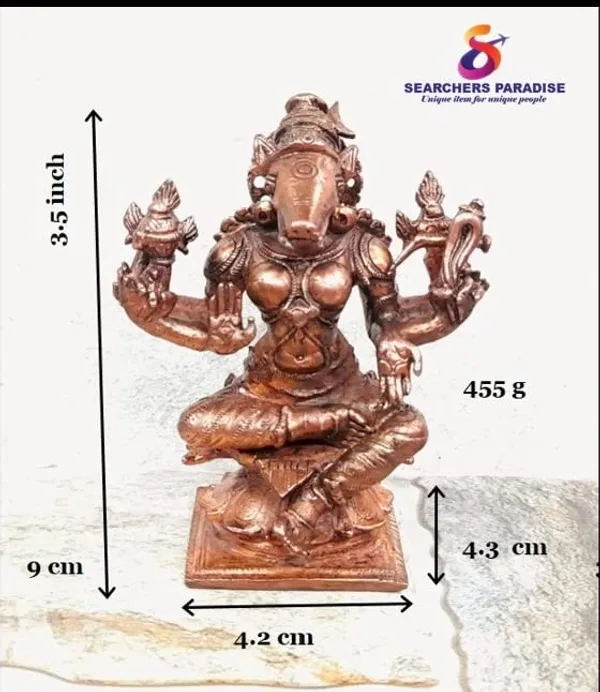 Brownish-Orange_Copper_Idols_India,_3.5_Inches,_Handmade_Goddess_Varahi,_455_Gram,_Patina_Antique_Finish,_Pack_Of_1_Piece