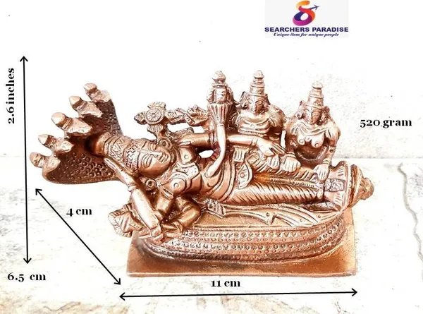 Brownish-Orange_Copper_Idols_Of_God_Sri_Ranganathar_With_Goddess_Lakshmi_By_Searchers_Paradise,_2.6_Inches,_530G,_Patina_Antique_Finish,_Pack_Of_1_Piece