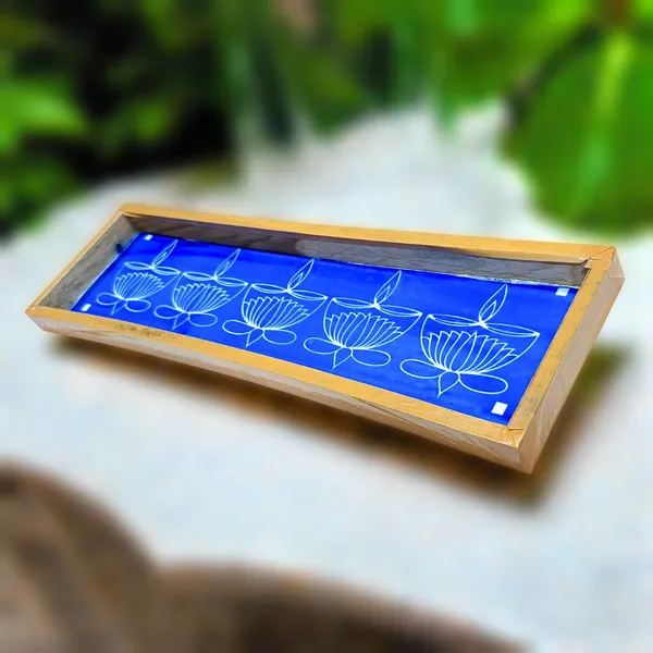 Searchers_Paradise_Lotus_Agal_Diya_Border_Rangoli_Wooden__Stencil_17x5_Inches_Pack_of_1_Piece