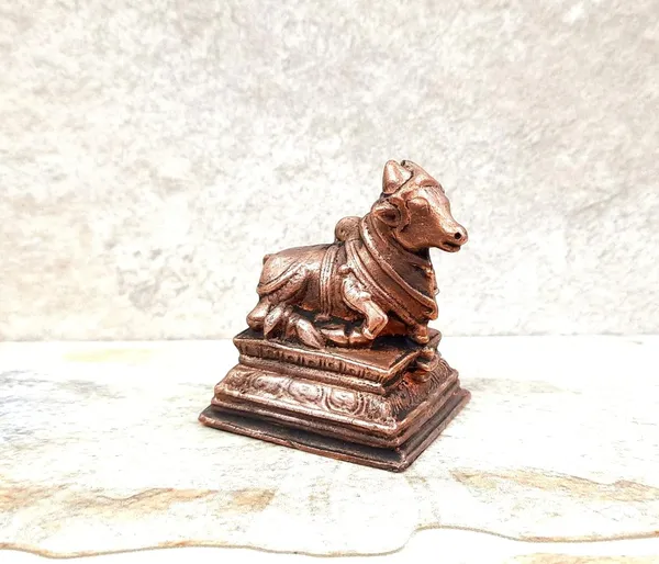 Brownish-Orange_Copper_Idolsby_Searchers_Paradise,_5.3_Cm,_Handmade_Nandhi_152_G,_Patina_Antique_Finish,_Pack_Of_1_Piece