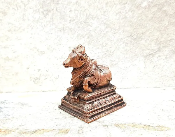 Brownish-Orange_Copper_Idolsby_Searchers_Paradise,_5.3_Cm,_Handmade_Nandhi_152_G,_Patina_Antique_Finish,_Pack_Of_1_Piece