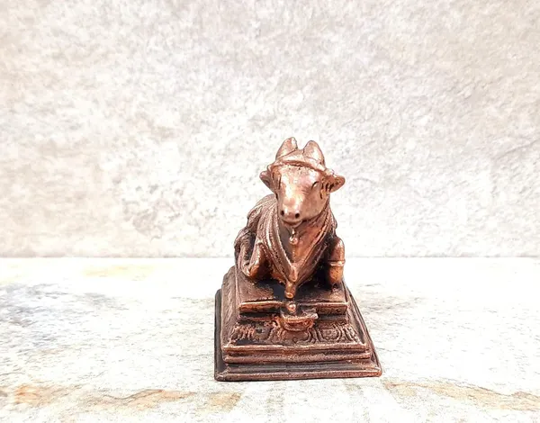 Brownish-Orange_Copper_Idolsby_Searchers_Paradise,_5.3_Cm,_Handmade_Nandhi_152_G,_Patina_Antique_Finish,_Pack_Of_1_Piece