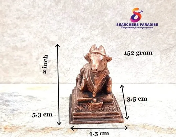 Brownish-Orange_Copper_Idolsby_Searchers_Paradise,_5.3_Cm,_Handmade_Nandhi_152_G,_Patina_Antique_Finish,_Pack_Of_1_Piece