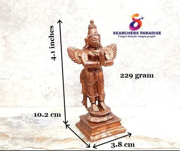 Brownish-Orange_Copper_Idols,_10.2_Cm,_Handmade_Garuda_229Grams,_Patina_Antique_Finish,_Pack_Of_1_Piece