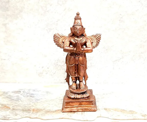 Brownish-Orange_Copper_Idols,_10.2_Cm,_Handmade_Garuda_229Grams,_Patina_Antique_Finish,_Pack_Of_1_Piece