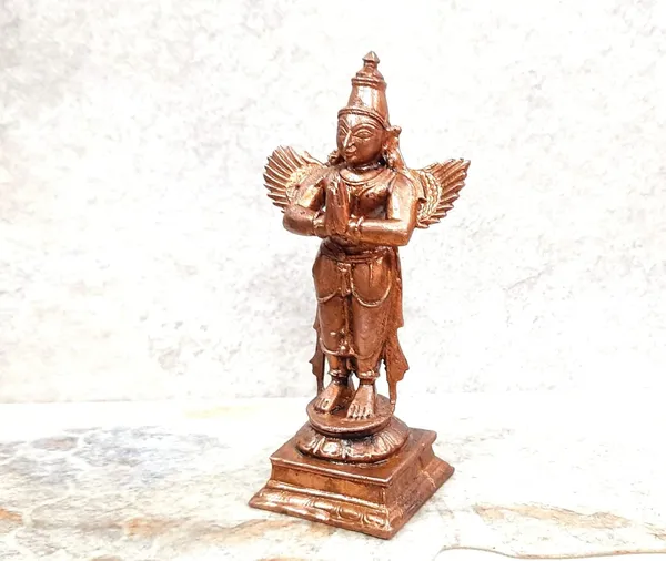Brownish-Orange_Copper_Idols,_10.2_Cm,_Handmade_Garuda_229Grams,_Patina_Antique_Finish,_Pack_Of_1_Piece