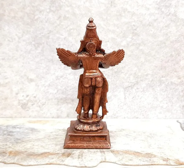 Brownish-Orange_Copper_Idols,_10.2_Cm,_Handmade_Garuda_229Grams,_Patina_Antique_Finish,_Pack_Of_1_Piece