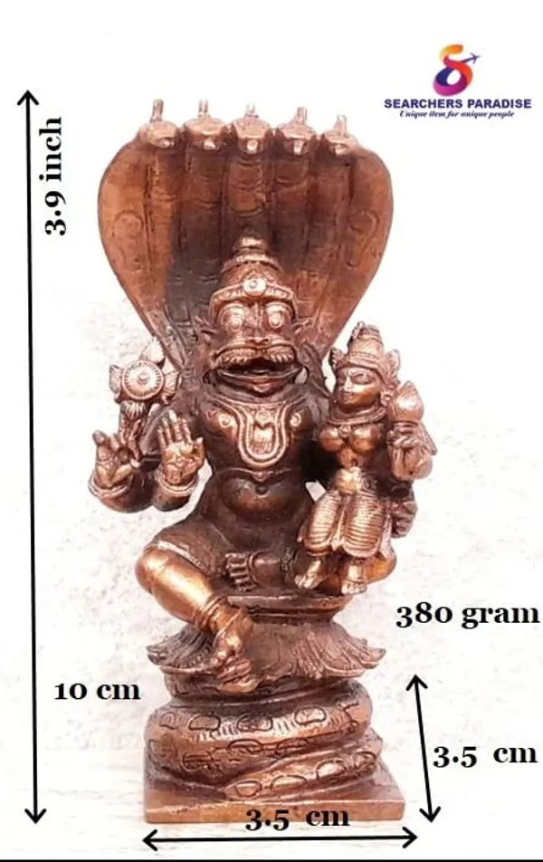 Brownish-Orange_Copper_Idols_Of_God_Lakshmi_Narasimhar_Sitting_In_Adhisesha,_3.9_Inch,_380_Gram,_Patina_Antique_Finish,_Pack_Of_1_Piece