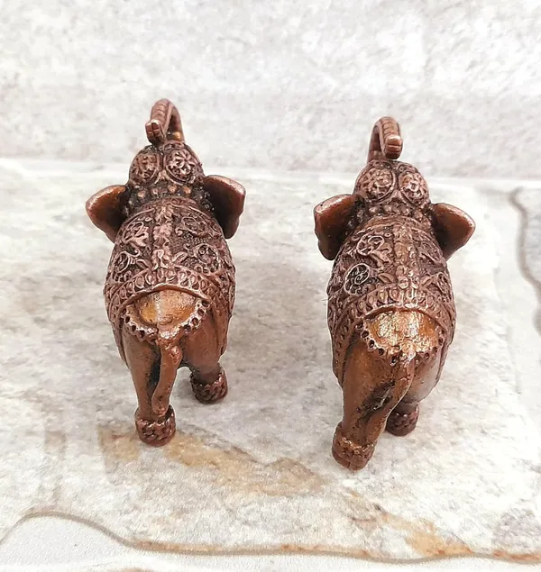 Brownish-Orange_Copper_Idols_Indiaby,_1.3_Inches,_Handmade_Paired_Elephant_Idol_150_Gram,_Patina_Antique_Finish,_Pack_Of_2_Piece