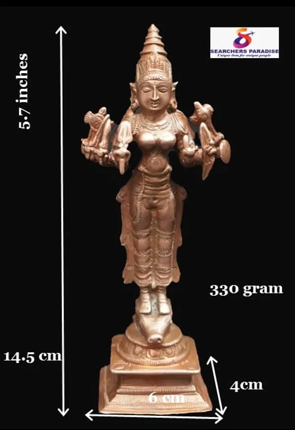 Brownish-Orange_Copper_Idols_Of_God_Goddess_Vishnu_Durgai,_5.7_Inches,_330G,_Patina_Antique_Finish,_Pack_Of_1_Piece