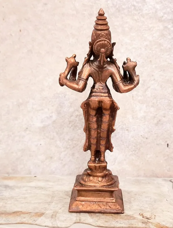 Brownish-Orange_Copper_Idols_Of_God_Goddess_Vishnu_Durgai,_5.7_Inches,_330G,_Patina_Antique_Finish,_Pack_Of_1_Piece