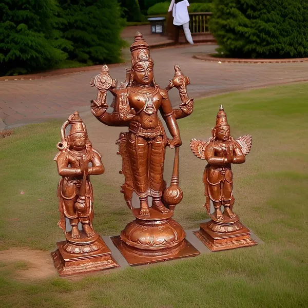 Brown,_Copper_Handmade_Perumal_Hanuman_Garudar_6_Inches_1.1_Kg,_Pack_Of_3_Piece