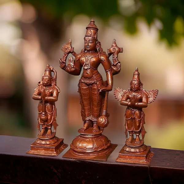 Brown,_Copper_Handmade_Perumal_Hanuman_Garudar_6_Inches_1.1_Kg,_Pack_Of_3_Piece