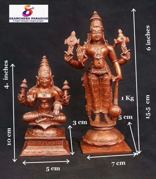 Brown_Copper_Idols_Of_God_Srinivasa_Perumal_With_Mahalakshmi,_6_Inches,_1_Kg,_Patina_Antique_Finish,_Pack_Of_2_Piece