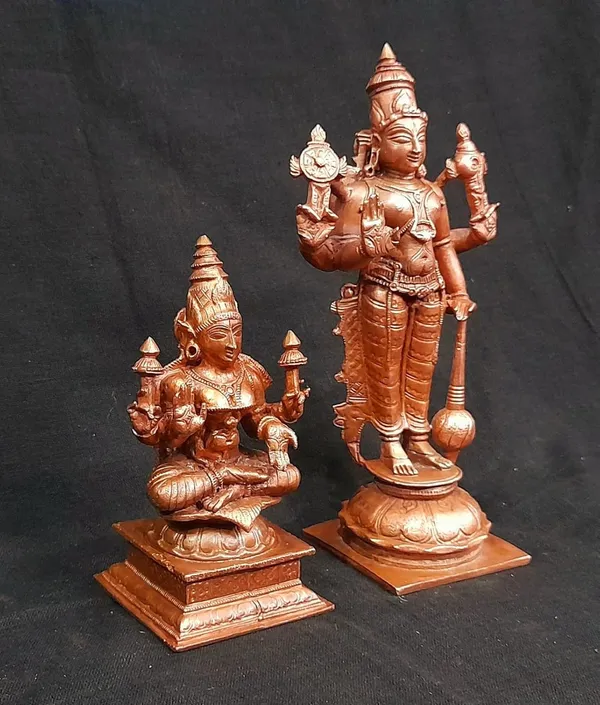 Brown_Copper_Idols_Of_God_Srinivasa_Perumal_With_Mahalakshmi,_6_Inches,_1_Kg,_Patina_Antique_Finish,_Pack_Of_2_Piece