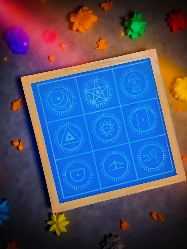 Navagraha_Mandala__Yantra___Rangoli_Design_Stencil_Wooden_Frame_pack_of_1_piece