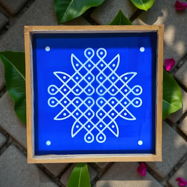 Searchers_Paradise_Kambi_Kolam_Model_6_Rangoli_Stencil_Wooden_10x10_Inches_Pack_of_1_Piece