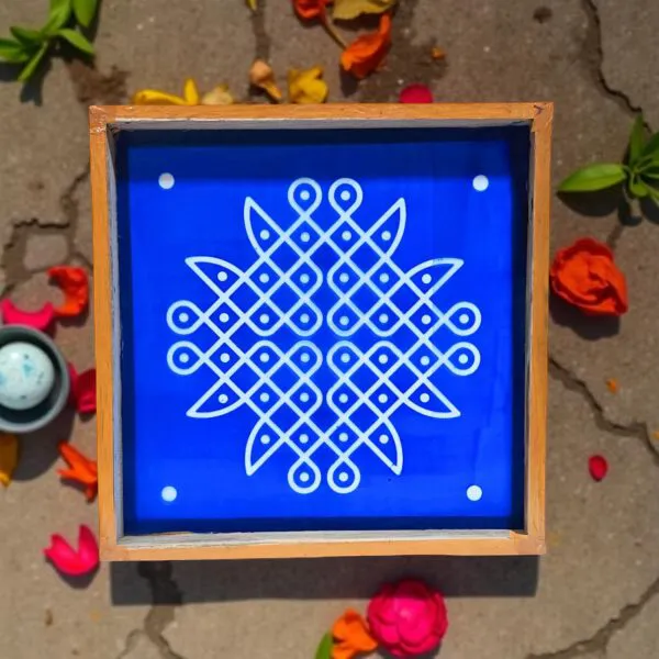 Searchers_Paradise_Kambi_Kolam_Model_6_Rangoli_Stencil_Wooden_10x10_Inches_Pack_of_1_Piece