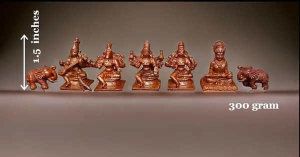 Brownish-Orange_Copper_Idols_Of_God_Elephant_Idol,_Lakshmi,_Varahi,_Raja_Rajeshwari,_Saraswathi_Annapoorani_Combo_Idol_By,_Pack_Of_7_Piece